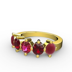 5 Taşlı Yüzük - Rodolit garnet, garnet ve kök yakut 8 ayar altın yüzük #1d9exsh