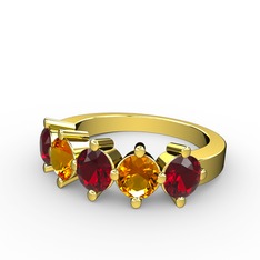 Garnet ve sitrin 8 ayar altın yüzük
