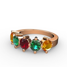 Garnet, yeşil kuvars ve sitrin 8 ayar rose altın yüzük