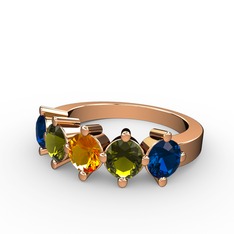 Sitrin, peridot ve lab safir 18 ayar rose altın yüzük