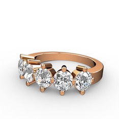 5 Taşlı Yüzük - Swarovski 925 ayar rose altın kaplama gümüş yüzük #1fpqrkg