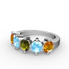 5 Taşlı Yüzük - Peridot, akuamarin ve sitrin 925 ayar gümüş yüzük #1gc5o8r