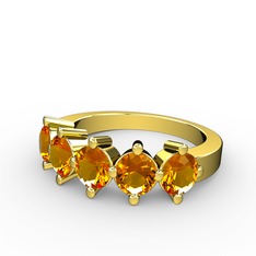 5 Taşlı Yüzük - Sitrin 14 ayar altın yüzük #1gzh8ag