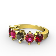 Dumanlı kuvars, rodolit garnet ve garnet 8 ayar altın yüzük