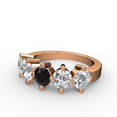Siyah zirkon, swarovski ve pırlanta 18 ayar rose altın yüzük (1.32 karat)