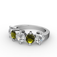 Swarovski, peridot ve pırlanta 8 ayar beyaz altın yüzük (1.32 karat)