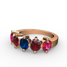 5 Taşlı Yüzük - Lab safir, garnet ve rodolit garnet 8 ayar rose altın yüzük #1k138bc