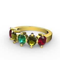 Yeşil kuvars, peridot ve garnet 18 ayar altın yüzük