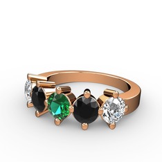 Yeşil kuvars, siyah zirkon ve swarovski 8 ayar rose altın yüzük