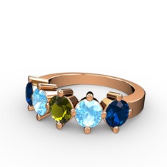 Peridot, akuamarin ve lab safir 18 ayar rose altın yüzük