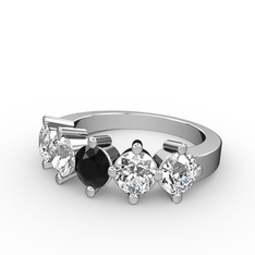 Siyah zirkon ve swarovski 14 ayar beyaz altın yüzük