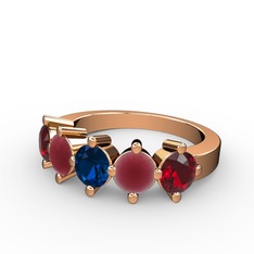 5 Taşlı Yüzük - Lab safir, kök yakut ve garnet 18 ayar rose altın yüzük #1svnj3v