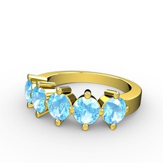 5 Taşlı Yüzük - Akuamarin 8 ayar altın yüzük #1uehald