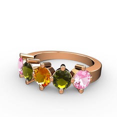 Sitrin, peridot ve pembe kuvars 8 ayar rose altın yüzük