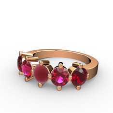 Kök yakut, rodolit garnet ve garnet 14 ayar rose altın yüzük