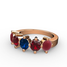 Lab safir, garnet ve kök yakut 14 ayar rose altın yüzük