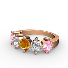 Sitrin, pırlanta ve pembe kuvars 8 ayar rose altın yüzük (1.32 karat)