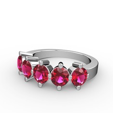 5 Taşlı Yüzük - Rodolit garnet 925 ayar gümüş yüzük #28s7xs