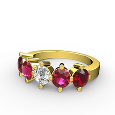 Swarovski, rodolit garnet ve garnet 8 ayar altın yüzük