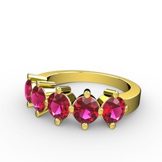 5 Taşlı Yüzük - Rodolit garnet 18 ayar altın yüzük #4qbtyp