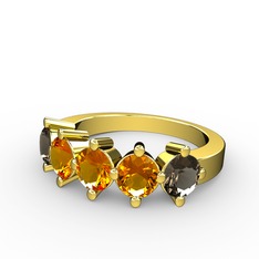 Sitrin ve dumanlı kuvars 8 ayar altın yüzük