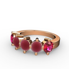 Kök yakut ve rodolit garnet 14 ayar rose altın yüzük