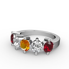 Sitrin, swarovski ve garnet 925 ayar gümüş yüzük