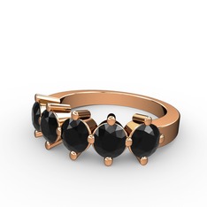5 Taşlı Yüzük - Siyah zirkon 14 ayar rose altın yüzük #9kklvk