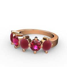 Kök yakut ve rodolit garnet 14 ayar rose altın yüzük