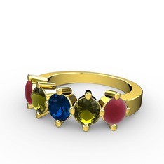 5 Taşlı Yüzük - Lab safir, peridot ve kök yakut 8 ayar altın yüzük #cwswsi