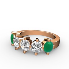Swarovski ve kök zümrüt 18 ayar rose altın yüzük