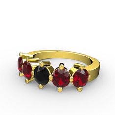 5 Taşlı Yüzük - Siyah zirkon ve garnet 8 ayar altın yüzük #idtbet