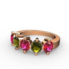 5 Taşlı Yüzük - Rodolit garnet ve peridot 18 ayar rose altın yüzük #jm0t0x