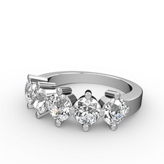 5 Taşlı Yüzük - Beyaz zirkon 8 ayar beyaz altın yüzük #kaayrn