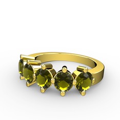 5 Taşlı Yüzük - Peridot 18 ayar altın yüzük #l2rsiw