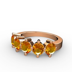 5 Taşlı Yüzük - Sitrin 14 ayar rose altın yüzük #mgt82c