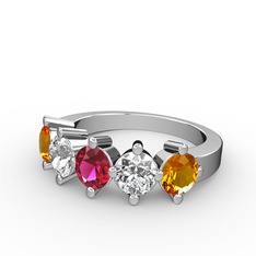 Rodolit garnet, swarovski ve sitrin 925 ayar gümüş yüzük