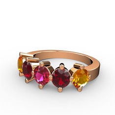 5 Taşlı Yüzük - Rodolit garnet, garnet ve sitrin 8 ayar rose altın yüzük #mxhryn
