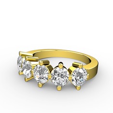 5 Taşlı Yüzük - Swarovski 8 ayar altın yüzük #nf9p30