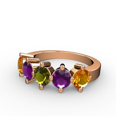 Peridot, ametist ve sitrin 925 ayar rose altın kaplama gümüş yüzük
