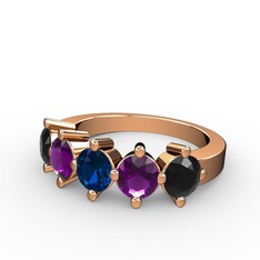 5 Taşlı Yüzük - Lab safir, ametist ve siyah zirkon 925 ayar rose altın kaplama gümüş yüzük #rcg4b4