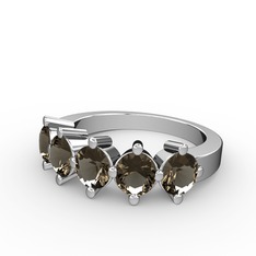 5 Taşlı Yüzük - Dumanlı kuvars 925 ayar gümüş yüzük #sacpna