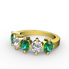 Yeşil kuvars ve swarovski 14 ayar altın yüzük