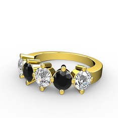 5 Taşlı Yüzük - Pırlanta, siyah zirkon ve swarovski 8 ayar altın yüzük (0.66 karat) #vm8qjn