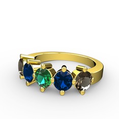 5 Taşlı Yüzük - Yeşil kuvars, lab safir ve dumanlı kuvars 8 ayar altın yüzük #wl7jpd