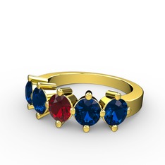 Garnet ve lab safir 14 ayar altın yüzük