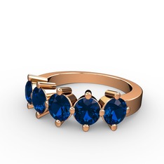 5 Taşlı Yüzük - Lab safir 18 ayar rose altın yüzük #xed1bi