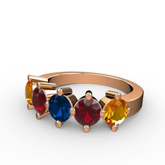 Lab safir, garnet ve sitrin 925 ayar rose altın kaplama gümüş yüzük