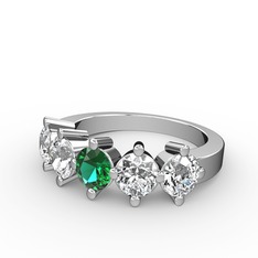 Yeşil kuvars ve swarovski 18 ayar beyaz altın yüzük