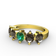 Yeşil kuvars ve dumanlı kuvars 8 ayar altın yüzük